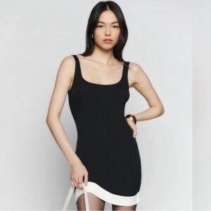 Reformation Black and White Betheny Mini Dress